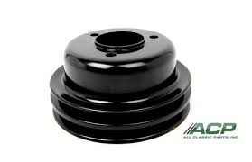 (image for) 65-67 V8 2 GROOVE CRANKSHAFT PULLEY - BLACK