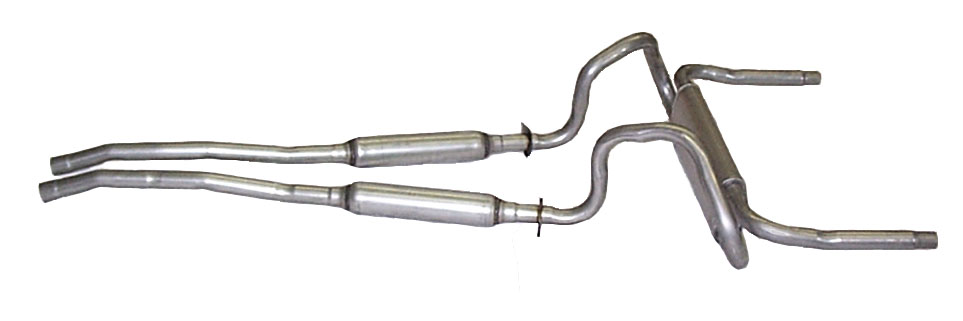 67-69 DUAL EXHAUST KIT- 2" W/TRANSVERSE MUFFLER - FACTORY STYLE (image for) 67-69 DUAL EXHAUST KIT- 2" W/TRANSVERSE MUFFLER - FACTORY STYLE