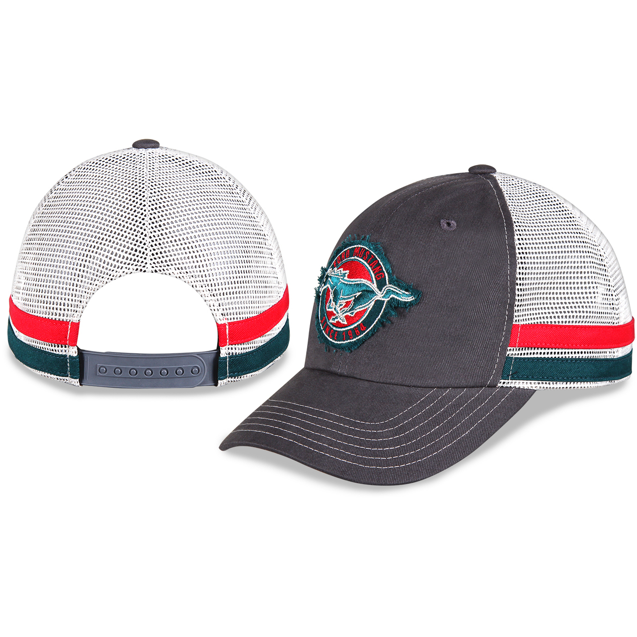 (image for) MUSTANG EMBLEM HAT, WHITE MESH WITH MED GRAY FRONT PANEL AND MUS