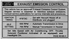 (image for) EMISSION DECAL 70 351C-2V AUTO. OR MAN. TRANS.