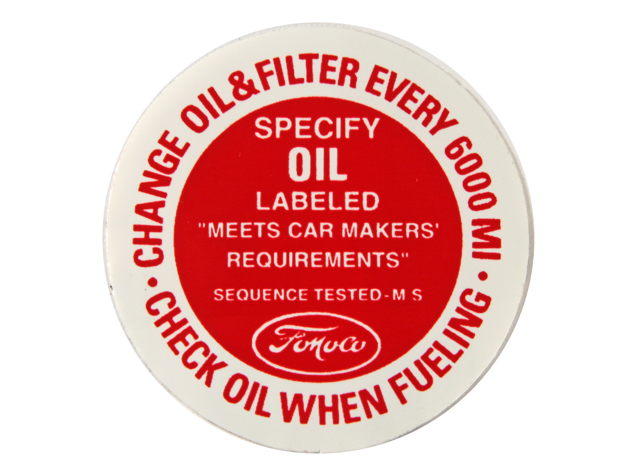 65-67 OIL FILLER CAP DECAL (image for) 65-67 OIL FILLER CAP DECAL