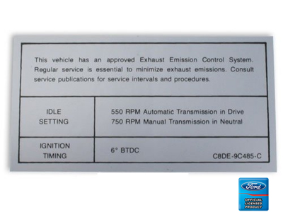 (image for) 68-70 IDLE SPECIFICATIONS DECAL 200 250 302-2V