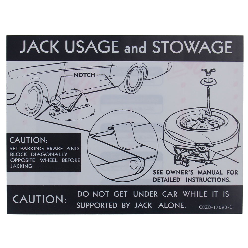 (image for) 68 JACK INSTRUCTION DECAL W STYLE STEEL WHEEL