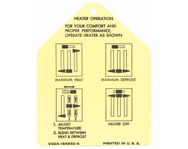 64-65 HEATER INSTRUCTIONS TAG (image for) 64-65 HEATER INSTRUCTIONS TAG