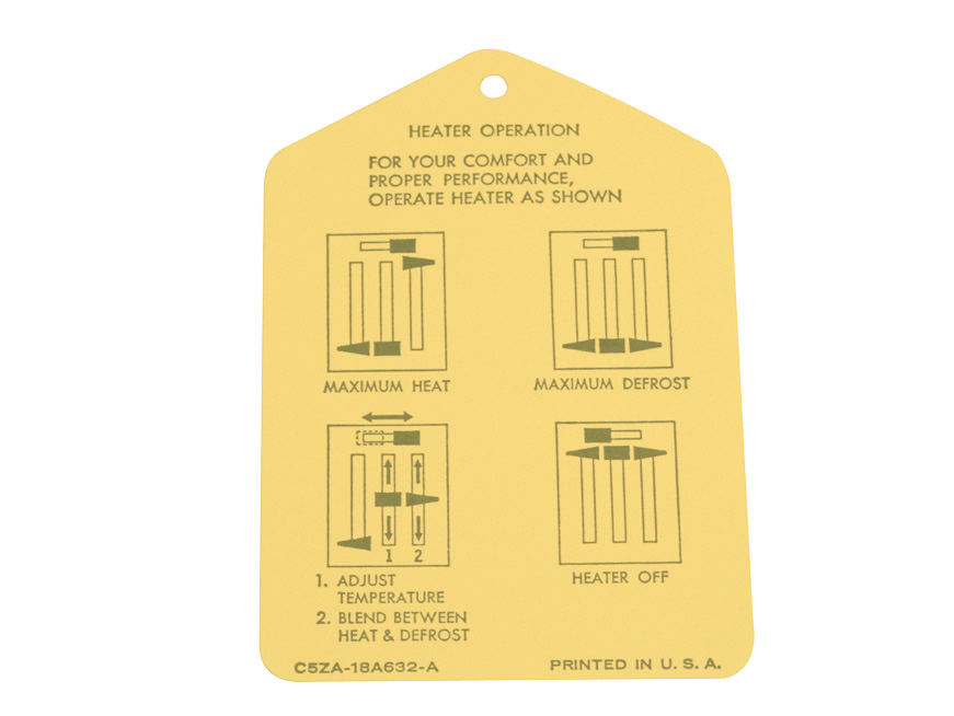 65-66 HEATER INSTRUCTIONS TAG (image for) 65-66 HEATER INSTRUCTIONS TAG