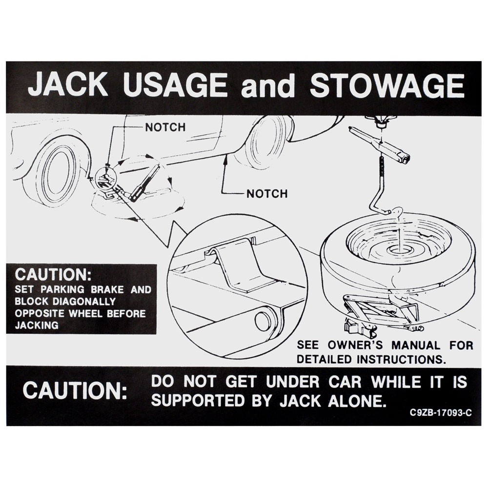 (image for) 69-70 JACK USAGE DECAL WITH REGULAR WHEEL