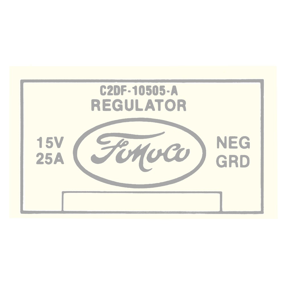 64 VOLTAGE REGULATOR DECAL - WITHOUT A/C W/GENERATOR