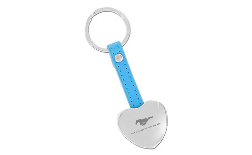 (image for) MUSTANG BLOCK - BLUE LEATHER KEY CHAIN - WITH HIDDEN PHOTO FRAME