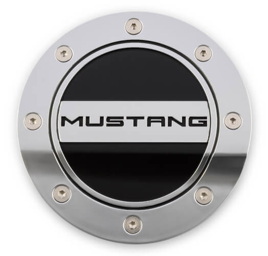 2015-2019 MUSTANG SILVER/BLACK FUEL DOOR (image for) 2015-2019 MUSTANG SILVER/BLACK FUEL DOOR
