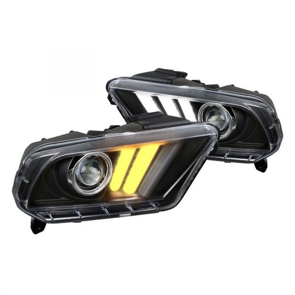 10-13 BLACK SEQUENTIAL PROJECTOR HEADLIGHTS W/LEDS (image for) 10-13 BLACK SEQUENTIAL PROJECTOR HEADLIGHTS W/LEDS