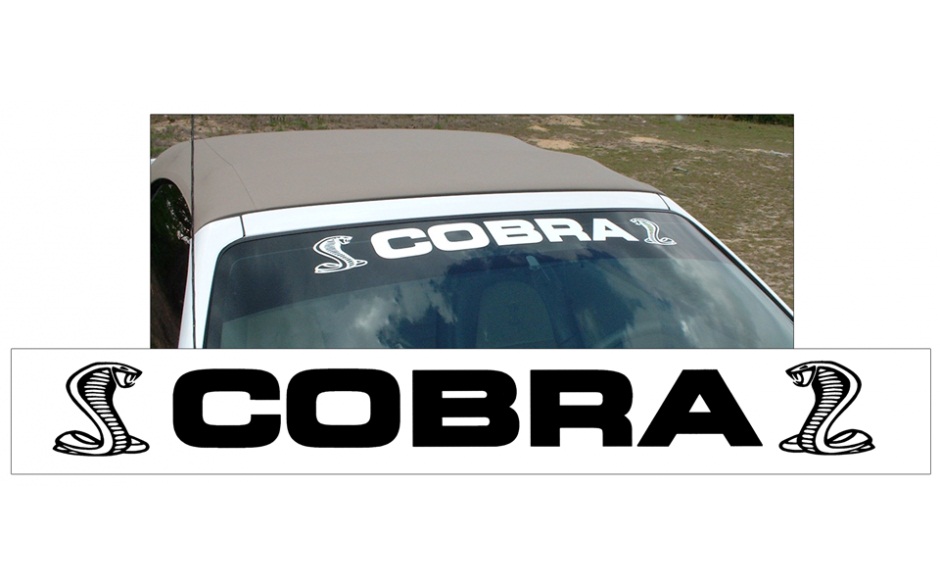 COBRA WINDSHIELD DECAL WITH SNAKES - 4" X 36" - WHITE