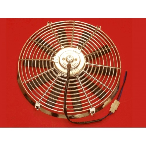 14" STRAIGHT BLADE REVERSIBLE FAN - 12V/160W/1900 CFM - CHROME (image for) 14" STRAIGHT BLADE REVERSIBLE FAN - 12V/160W/1900 CFM - CHROME