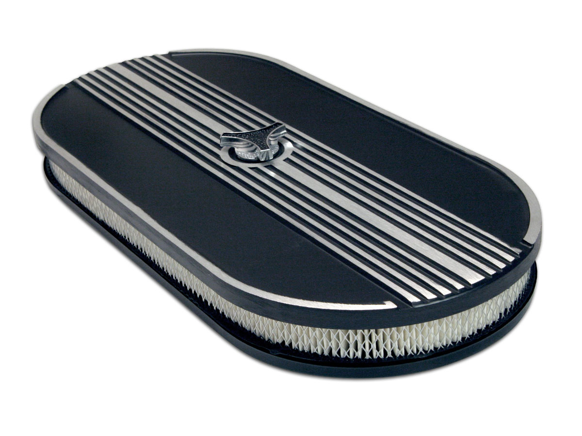 64-73 OVAL AIR CLEANER - BLACK - NO LOGO
