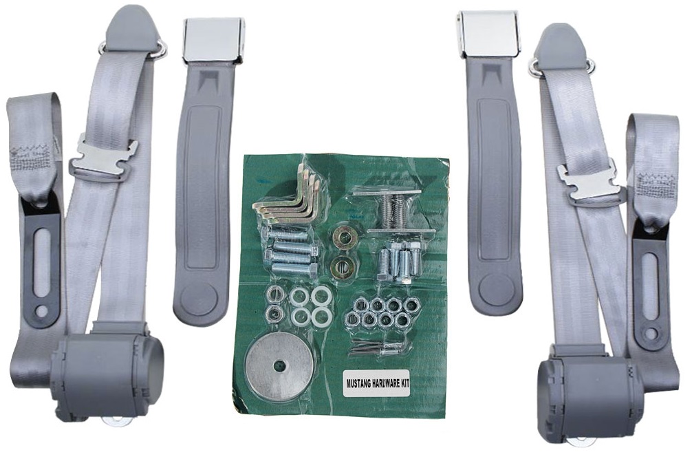 116" 3 POINT CHROME LIFT LATCH FRONT SEAT BELT KIT - BRIGHT RED