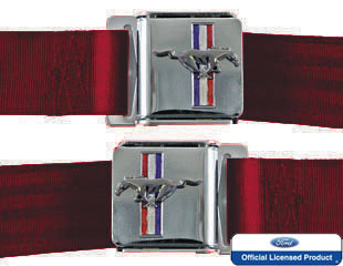 (image for) 60" CHROME LIFT LATCH WITH EMBLEM SEAT BELT - DARK RED